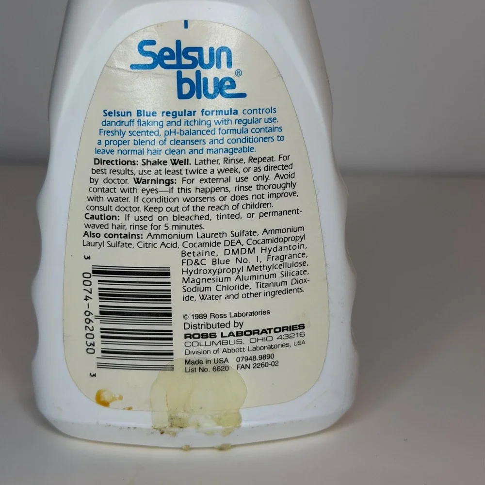 Vintage 1989 Selsun Blue Dandruff Shampoo 7oz Medicated Prop Expired 1994 USA